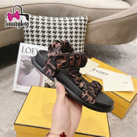 fendi feel brown satin sandals.